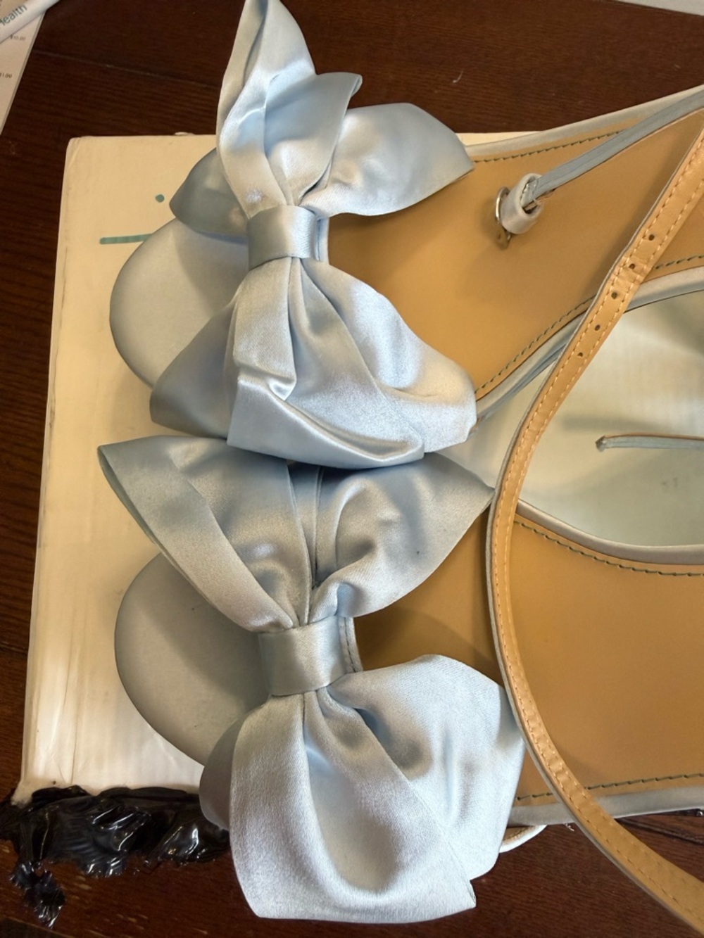 Betsey Johnson SB Aida mirrored heel Blue  Sandals with Bow NEW 10 - Picture 4 of 9